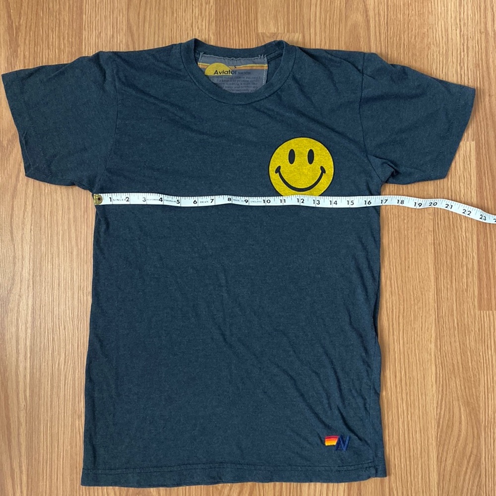 ❤️ Aviator Nation Smiley Face Rainbow Tee Blue Size Small - Picture 7 of 9